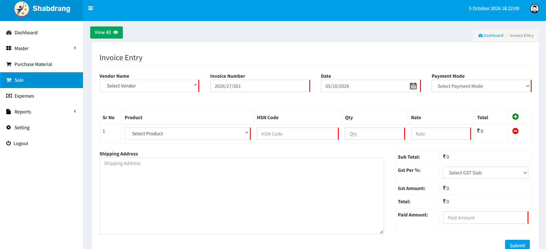 Shabrang Enterprises Billing Software